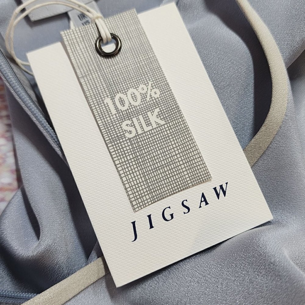 Jigsaw Silk Two Tone Blue and Grey Dress, Women's 4, NWT - Picture 8 of 9